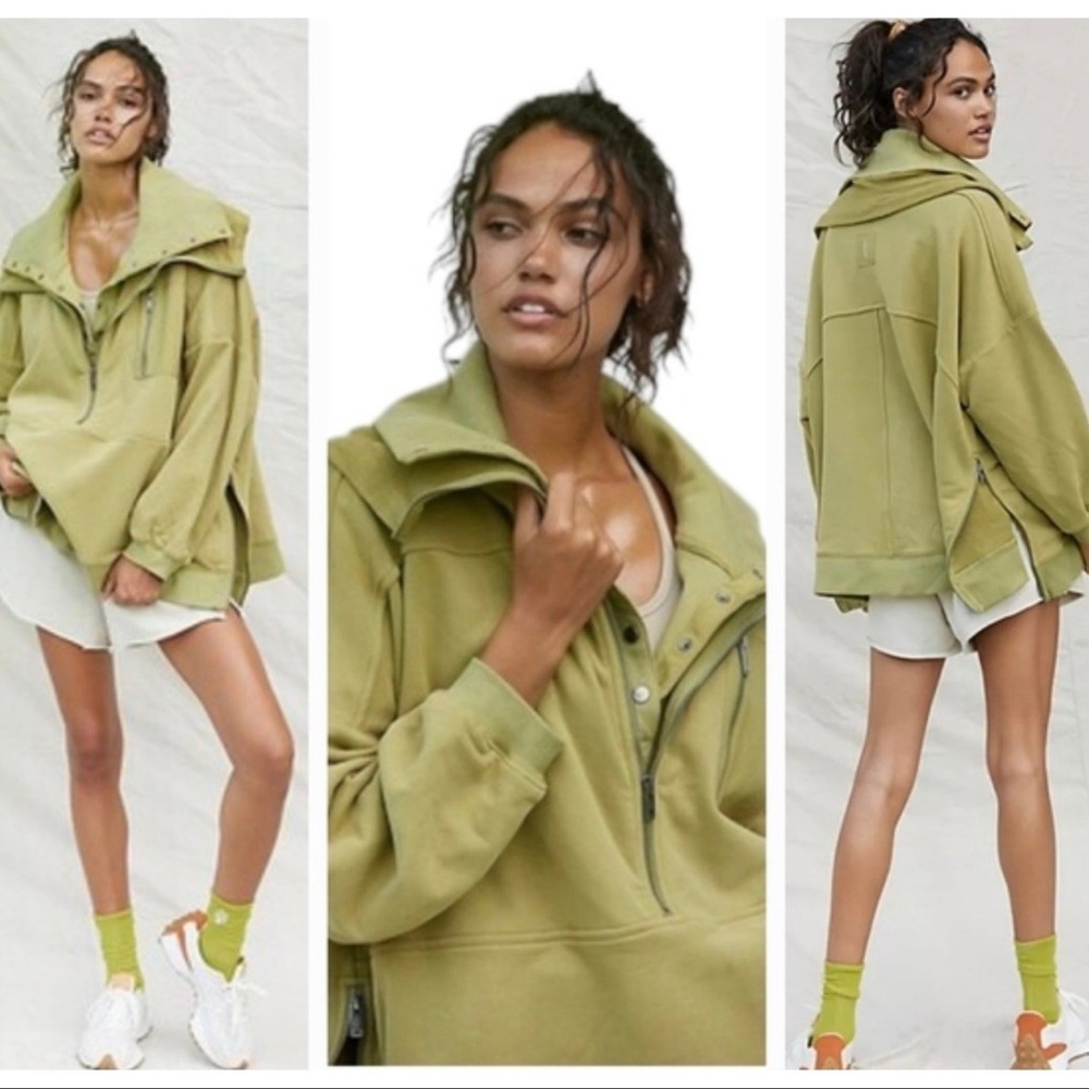 Free People Oversized Venture Pullover Sweatshirt - Green